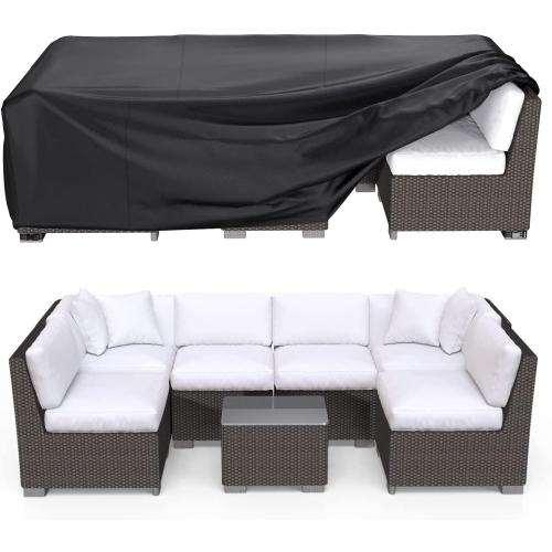Patio Furniture Covers, Heavy Duty 600D Outdoor Furniture Cover Waterproof, Sectional Sofa Set Covers Table and Chair Set Cover,138L×86W×28H