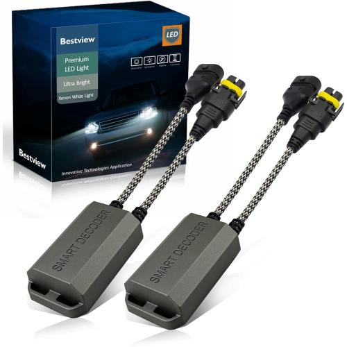 Bestview H11/H8/H9 Canbus Decoder LED Warning Canceler Anti-Flicker Harness, 2Pcs