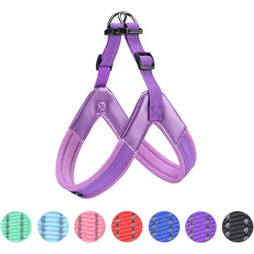 EXCELLENT ELITE SPANKER No Pull Dog Harness Step-in Adjustable Reflective Vest Soft Padded Easy Pet Chest Strap with Leash Clips for Small Medium Large Dogs Walking Training(Purple-M)