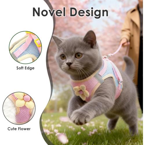 Escape-Proof Cat Harness Leash Set - Breathable Mesh Vest, XS