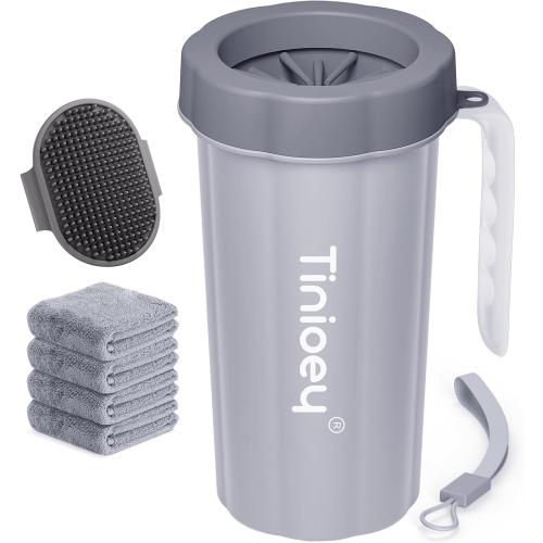 Paw Cleaner with Handle for Large Dogs - Effectively Cleans Muddy Paws and Feet for Dogs & Pets (Gray)