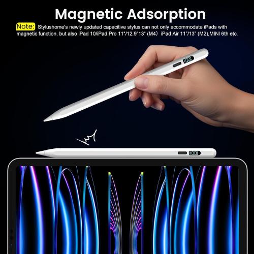 iPad Pencil 2025-2018, LED Display Fast Charge Stylus Pen with Palm Rejection & Tilt Sensitivity, Compatible for iPad A16 11/10/9/8/7/6, Pro 11/12.9/13''/M4, Air M3/M2/5/4/3, Mini 7/6/5