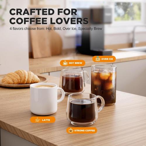 Tastyle Single Serve Coffee Maker with Built-in Detachable Milk Frother