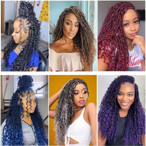8 Packs New Goddess Locs Crochet Hair 22 Inch Copper Red River Faux Locs Crochet Hair Boho Crochet Braids for Black Women (22#T1B/350）