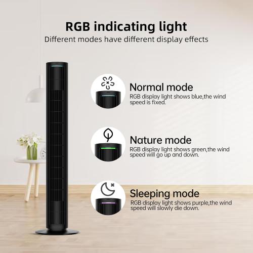 PHILODECO Tower Fan For Bedroom, 40 Inch Bladeless Fan, 80 ° Oscillating Fan, Silent Floor Fan With Remote Control Led, 4-Speed Multiple Modes, 7h Timer, Large Air Outlet