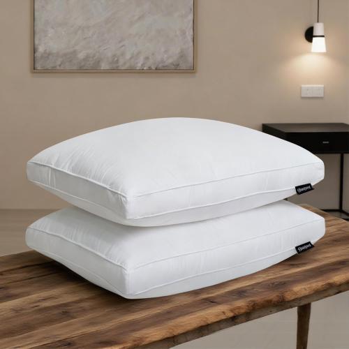 Beautyrest Goose Feather Down Fiber Gusseted Pillows, Firm Hotel Pillow Luxury Bed Pillows, 100% Cotton Cover, King Size Set of 2