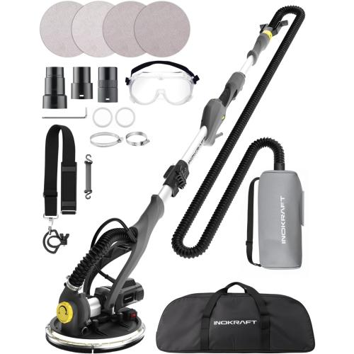 Drywall Sander, 820W Powerful Drywall Sander with Vacuum Attachment, 600-1900RPM ETL Certified Electric Popcorn Ceiling Removal Tool with Shoulder Strap,LED Light, Aluminum Oxide Sandpaper