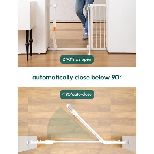 Babelio 29-43 Magnetic Baby Gate for Stairs,Doorways House,Kitchen,30 Tall Pet Door with Baffles,Pressure Mounted & Dual-Lock Design Safety for Kids Toddler,Auto-Close/Hold-Open,White