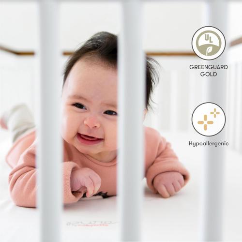 Babyletto Pure Core Mini Crib Mattress, Hybrid Waterproof Cover, Lightweight, Greenguard Gold Certified