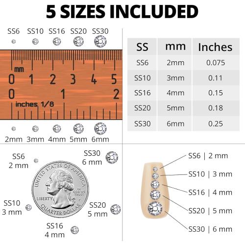 20100Pcs Silver Clear Resin Rhinestones 2,3,4,5,6mm Flatback for Bedazzling Crafting Crafts Clothing Clothes Fabric Shoes Nail Art, Flat Back Gems Diamonds Bedazzler Kit Bulk Jewels Crystals Gemstones