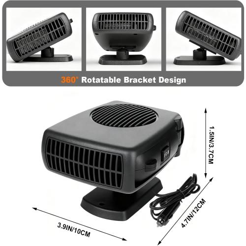 12v 200W Car Heater, Portable Car Heater and Defroster,Windshield Defogger, Applicable All 12V Vehicles Car Heater