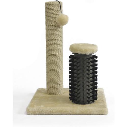 Amazon Basics Cat Scratching Post with Self Groomer for Indoor Cats & Kittens, Small (16.5 H), Beige