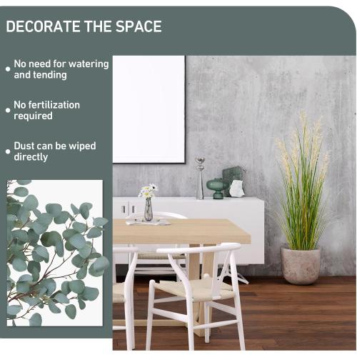 Artificial Plant, 47in Tall Pampas Grass, Faux House Plants in Pot, Indoor Decorative Flowers &Greenery for Home and Office, Ideal Housewarming Gift