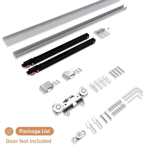 JUBEST 32 Concealed Barn Door Hardware Kit with Soft Close Mechanism, Wall Mounted Invisible Sliding Door Track for Opening Width 24 to 28, Hidden Barn Door Hardware Kit, Door Needs Groove