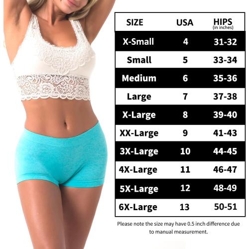 Size S/M R RUXIA Women's Boyshort Panties Seamless Nylon Underwear Stretch Boxer Briefs 5 Pack