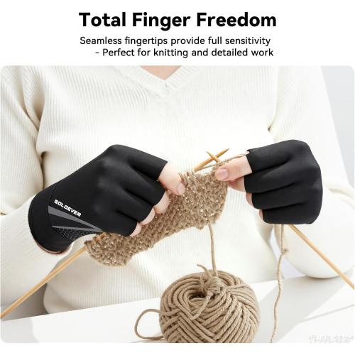 All-Around Copper Arthritis Gloves, Carpal Tunnel Pain Relief Gloves, Breathable & Anti-Slip Hand Compression Gloves for Rheumatoid, Tendonitis, Swelling, Fingerless Gloves Fit Men & Women 9.4-10.1