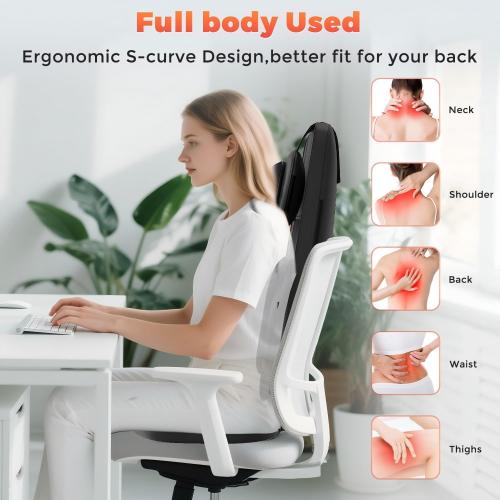 belhope Shiatsu Neck and Back Massager with Heat, 4D Kneading Back Massager for Pain Relief Deep Tissue, Comfortable Back Massage for Chair, Massage Mat for Office Home, Gifts for Men Women Parents
