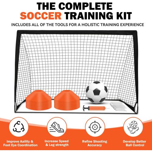 Portable Pop Up Soccer Goal - 6x4ft Backyard Training Equipment with Soccer Ball, Scoring Target Cloth, and Conesl,Fencing Training Equipment，Baseball & Softball Protective Screens