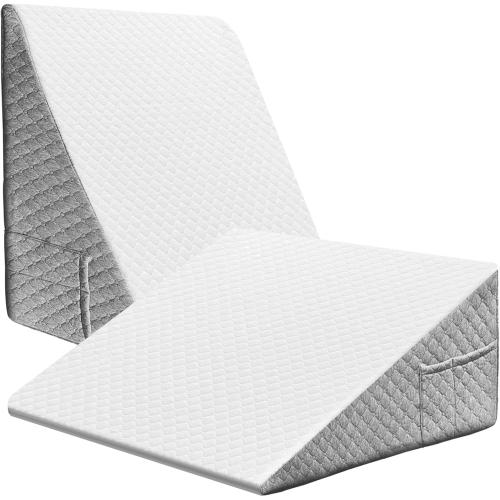Wedge Pillow, 7.5 Inch Bed Wedge Pillow for Headboard, Pillow Wedge for Acid Reflux Relief, After Surgery, Sleeping，Back Pain Relief, Memory Foam Top, LightGrey