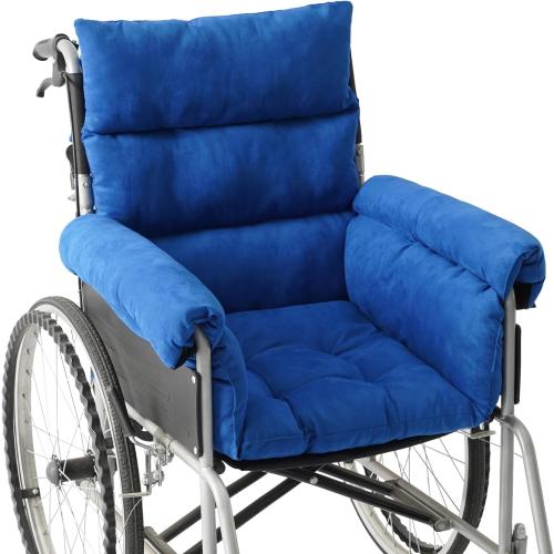 Wheelchair Cushions，Pressure Pain Relief Accessories with Armrest Covers. Supports Coccyx & Back, Non-Slip. Fits 18 Wheelchair with Full Arms, Blue.