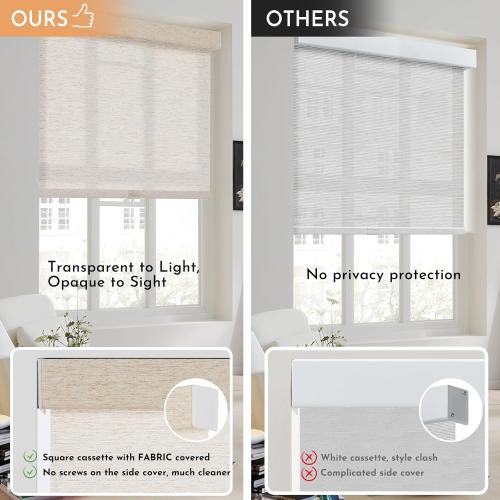 Persilux Light Filtering Roller Shades for Window Blinds,Cordless,Linen Fabric,Thermal Insulated Fabric UV Protection Shades for Home,Office,Bedroom,Door,Light Filtering-Cream,38 W X 72 H
