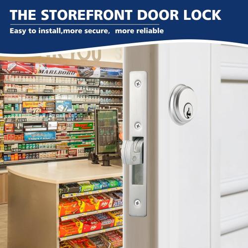 Storefront Mortice Hook Door Lock, Commercial Door Locks Mortise Cylinder, Storefront Door Mortise Lock Hook Deadbolt(1-1/8 Backset)