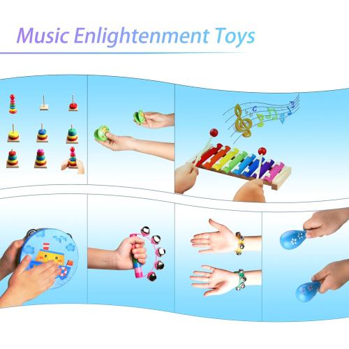 Childom Kids Musical Instruments for Toddlers,Baby Musical Toys for Toddlers,Preschool Educational Kids Gifts,Christmas Birthday Gifts for Boys Girls,Xylophone,Maracas,Wooden Instruments Toddler Toys