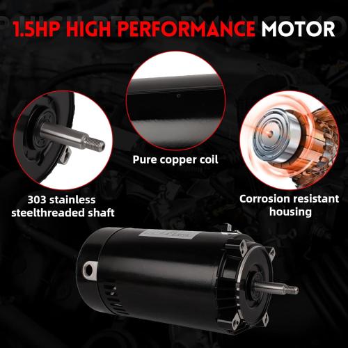 Pool pump motor 1 1/2 HP, 1 PH, 60Hz, 230/115 V, 3450RPM, 56J FRAME, ODP