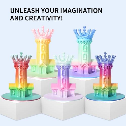 RAMBERY Silk Rainbow PLA 3D Printer Filament Bundle, 10 Colors Total 10kg, 1.75mm Multicolor Gradient 3D Printing Filament for Most FDM 3D Printers, 1KG Spool (2.2lbs) x 10 PCS