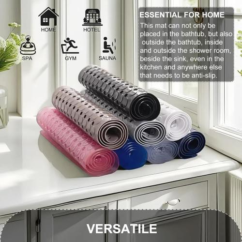 Bath Mat for Tub & Shower, Non Slip Soft Bathmat with Suction Cups & Drain Holes, Machine Washable Bathtub Floor Liner Mats for Bathroom, 35x16 Inch, Black
