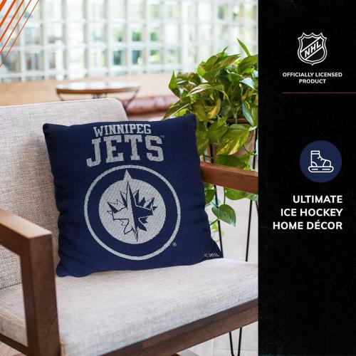 NORTHWEST NHL Decorative Pillows- Enhance Your Space with Woven Throw Pillows - 14 x 14 - Playing Field at Your Home (Winnipeg Jets - Navy)