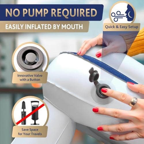 LUMARA Toddler Airplane Bed - Inflatable Airplane Bed for Toddlers, Plane Baby Mattress for Kids - Blow Up Air Mattress for Child Flight Sleep with Safety Belt, Innovative Valves, No Pump Needed