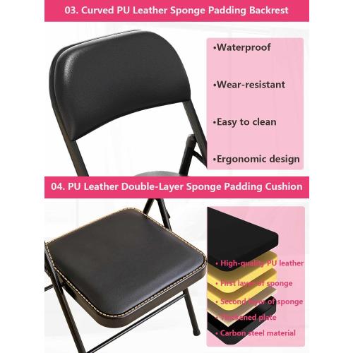Black 1 Pack Bulk Folding Chairs with Padded Cushion, Single Black Steel Metal Frame Foldable Chair for Indoor and Outdoor, Portable Stackable Commercial Seat for Bedroom Patio Party Event