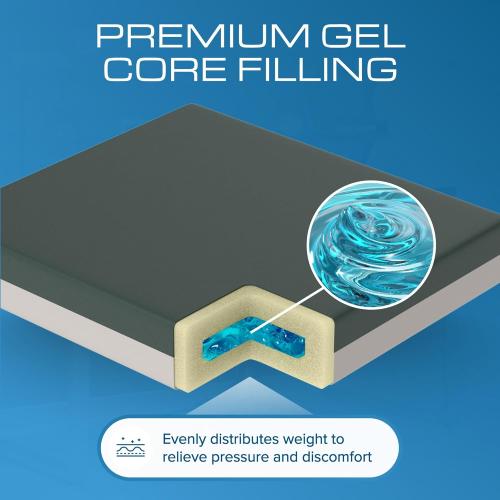 24x20x3 Grey and Green Kölbs Gel Extreme Wheelchair Cushions Seat Cushion, Coccyx, Sciatica & Tailbone Pain Relief Seating Pad Ideal for Office, Kitchen Wheelchairs and Auto, 24 x 20, 3 Inch Thick