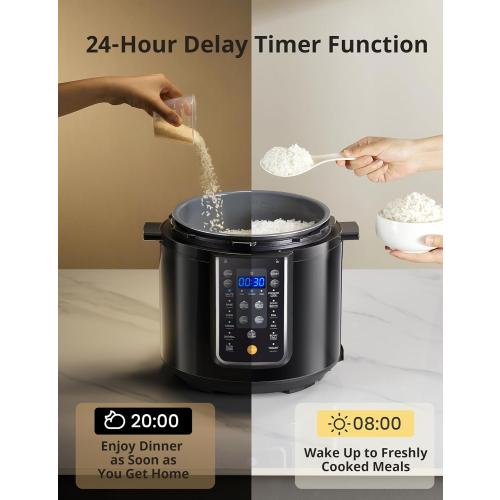 COMFEE’ 12-in-1 Electric Pressure Cooker, Instant Multi, Non-Stick Pot, Yogurt Maker, Rice Cooker, Slow, Sauté Steamer, Pressure Cooker 6 Quart Black