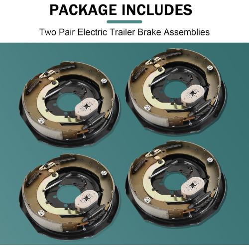 12 x 2 Electric Trailer Brake Assembly 2 Sets Replacement for 5200lbs 6000lbs 7000lbs Trailer Axles Driver's and Passenger's Side Brakes 023-181-00 023-180-00 Electric and Hydraulic Brake