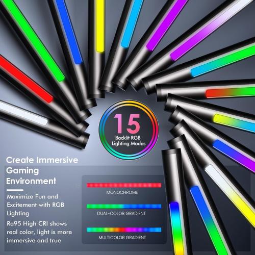 Quntis RGB Pro  Monitor Light Bar with Remote, 15 Modes Gaming Backlight, 4 Colors & Brightness Dimmable Fronlight, 20 Ra95 Eye-Care USB Reading Monitor Lamp, No Glare, Upgraded Clip for All Monitor