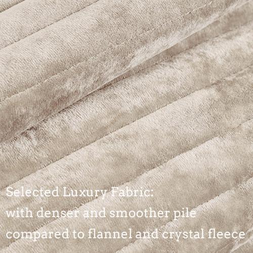 Quilt Set Oversized King Size 120x120 Luxurious Velvet Bedding Sets with 2 Pillow Shams 20x36 3 Pieces Ultra Soft Quilted Striped Bedspread Coverlet Comforter for All Season,Beige | for sensitive skin