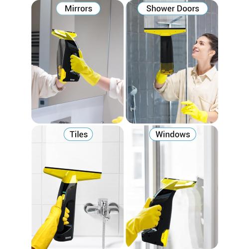 Rechargeable Window Vac, Power Window Vacuum Cleaner Set, Window Squeegee Electric Cleaning Tool for Windows, Tiles, Mirrors, 200ml Water Tank