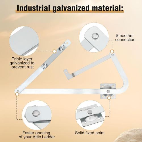 55-2 Attic Ladder Hinge Arms,Compatible with Werner Mk5, WU2210, W2208, W2210, Suitable for Werner Attic Ladders Manufactured After 2010, Heavy Duty Thick Galvanized Material