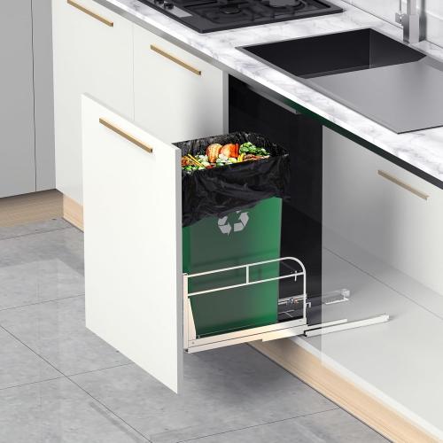 Jumyee Pull Out Trash Can Under Cabinet Trash Drawer Slides, Heavy Duty Under Sink Trash Can Pull Out Kit with Soft-Close Slides for Kitchen, Laundry, Not Included Bin, Require 12 W X 18 D Cabinet