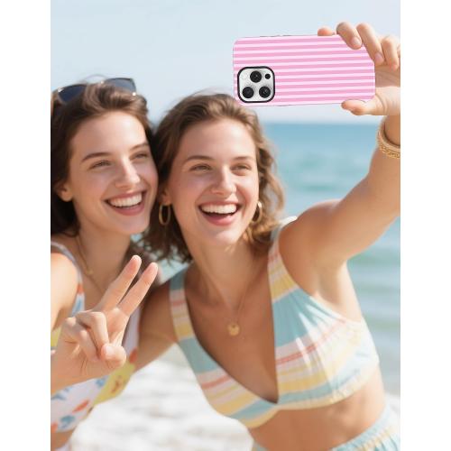 Jusy Magnetic Striped Phone Case for iPhone 16 Plus,Dark Pink