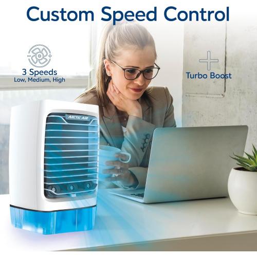 Arctic Air Chill Zone XL Evaporative Cooler with Oscillating Fan, Auto-Off Timer, Portable Fan with 4 Adjustable Speeds, 16-Hour Cooling Fan for Bedroom, Living Room, Office & More,White