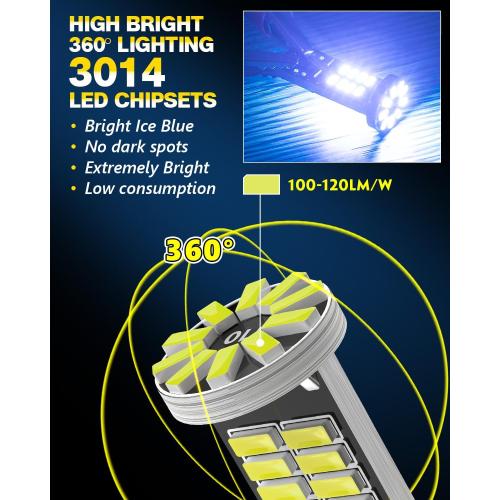 10Pcs 194 T10 168 W5W 2825 LED Bulb, Super Bright LED Car Interior Dome Map Camper RV License Plate Light Bulbs, Upgraded 25-SMD 3014 Chipsets 12V 400LM Ice Blue