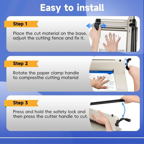 12 Inch Guillotine Paper Cutter Heavy Duty,Paper Cutter Heavy Duty for A4 Paper, 400 Sheet Capacity,White Paper Cutter Heavy Duty for Office Home School