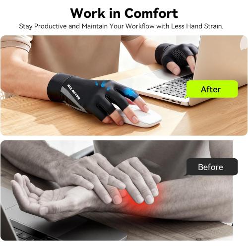 All-Around Copper Arthritis Gloves, Carpal Tunnel Pain Relief Gloves, Breathable & Anti-Slip Hand Compression Gloves for Rheumatoid, Tendonitis, Swelling, Fingerless Gloves Fit Men & Women 9.4-10.1