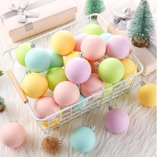 Gejoy 30 Pcs Pastel Christmas Bulbs Ornaments 2.36'' Pastel Candy Christmas Decorations Shatterproof Macaron Xmas Tree Balls Hanging Ornaments Pink Green Yellow Blue Rainbow Xmas Tree Decor