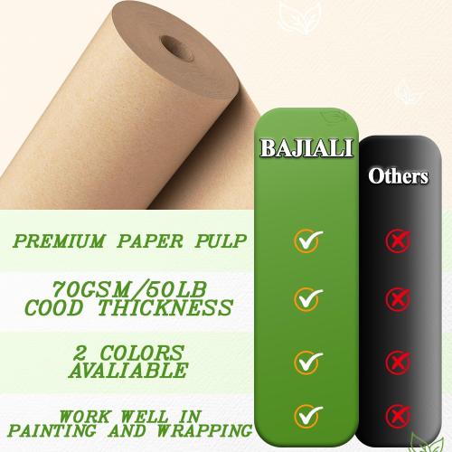 BAIJIALI 36 x 2,400 (200') Kraft Paper Roll for Craft Bulletin Board Paper Art Table Covering Crafting Gift Wrapping Bouquet Packing Parcel (Brown, 36''x200')