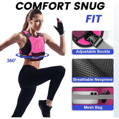 VBSD Adjustable Weighted Vest for Women Men 4-10lb/11-20lb/20-32lb Vest with 6 Ironsand Weights Body Weight Vest with Reflective Strip for Running Walking Strength Training Workouts