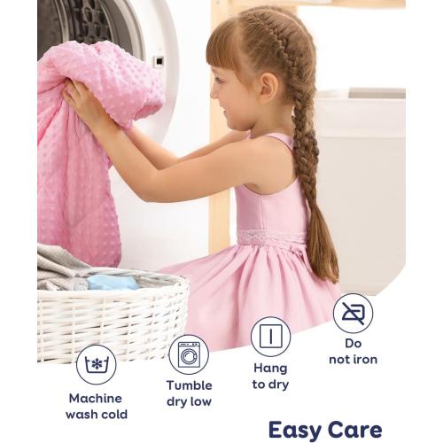 Kivik Weighted Blanket 3 lbs, Small Minky Dotted Blankets, Soft Heavy Blanket Throw, Machine Washable, 36 x 48 Inches Pink